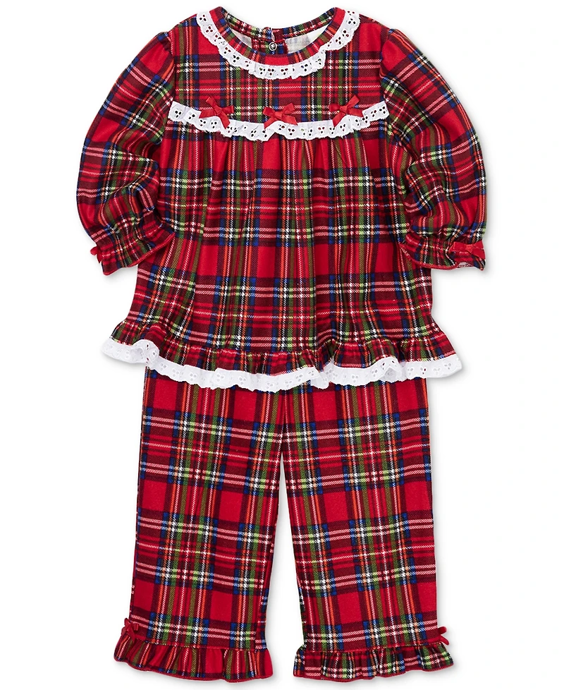 Little Me Toddler Girls Plaid & Lace Top Pants, 2 Piece Set