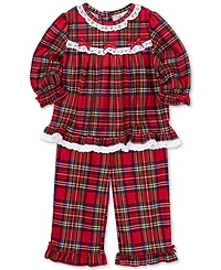 Little Me Toddler Girls Plaid & Lace Top Pants, 2 Piece Set