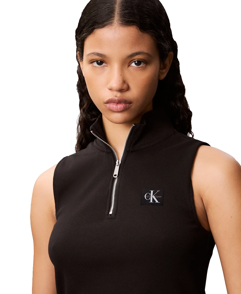 Calvin Klein Jeans Women's Sleeveless Quarter Zip Top