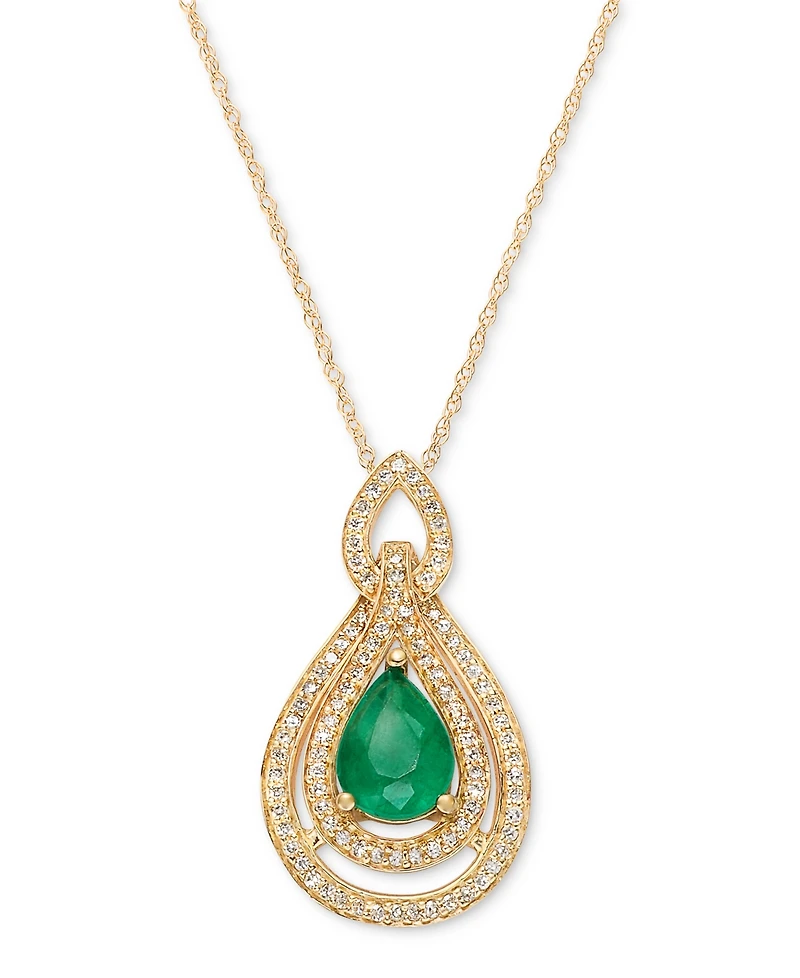 Sapphire (1-1/4 ct. t.w.) & Diamond (1/4 18" Pendant Necklace 14k White Gold (Also available Tanzanite, Emerald and Ruby)