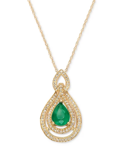Sapphire (1-1/4 ct. t.w.) & Diamond (1/4 18" Pendant Necklace 14k White Gold (Also available Tanzanite, Emerald and Ruby)