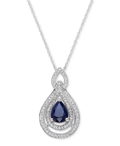 Sapphire (1-1/4 ct. t.w.) & Diamond (1/4 18" Pendant Necklace 14k White Gold (Also available Tanzanite, Emerald and Ruby)