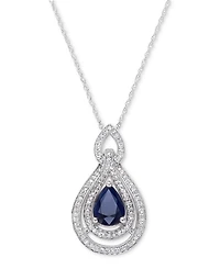Sapphire (1-1/4 ct. t.w.) & Diamond (1/4 18" Pendant Necklace 14k White Gold (Also available Tanzanite, Emerald and Ruby)