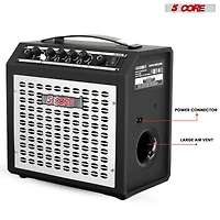 5 Core Guitar Amp 20W Electric Portable Mini Amplifier w Built in 6.5" Speaker