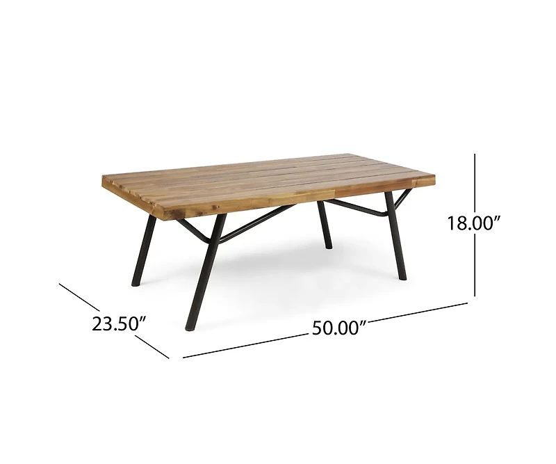 Streamdale Canoga Outdoor Industrial Loveseat with Coffee Table