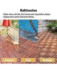 Streamdale Acacia Wood Deck Tiles, Checker, 30 Pcs 12"x12" Outdoor Flooring