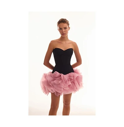 Milla Women's Danceable mini skirt with ruched flower appliques