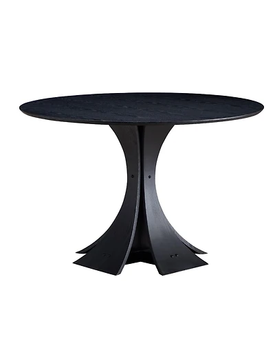Streamdale Furniture47.24" Round Modern Style Mdf Wood Dining Table in Black Suitable for Kitchen, Living Room, Cafe, Milk Tea Shop