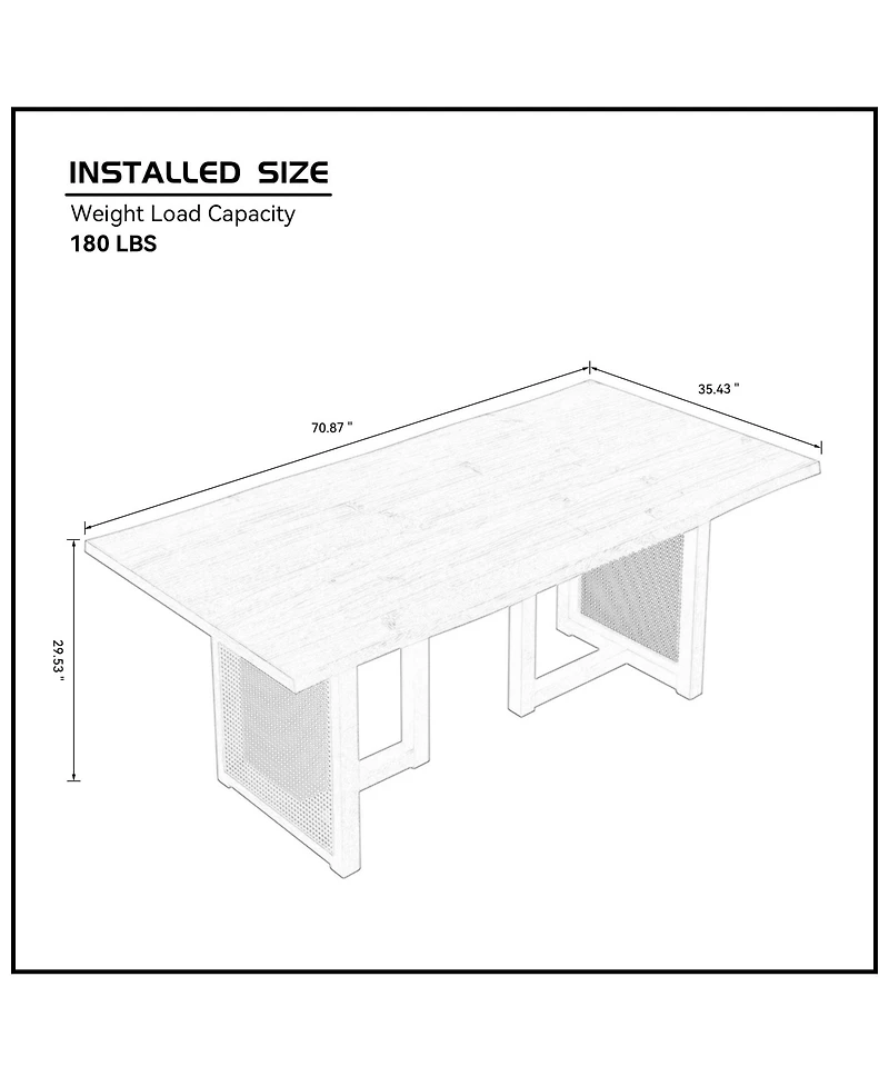 Streamdale 70.87" Rectangular Waves Dining Table (6-Person)