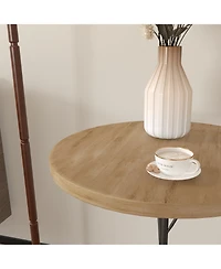 Streamdale Modern Round Side Table for Small Spaces, Metal Leg, Natural