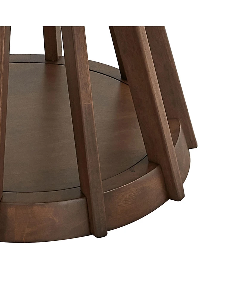 Streamdale Walnut Round Dining Table for 4, Modern Pedestal Table (47.24")