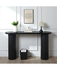 Streamdale Black Fluted Console Table - 56" Entryway/Sofa Table for Living Room