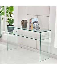 Streamdale Glass Console Table, Transparent Tempered Glass Console Table with Rounded Edges Desks, Sofa Table
