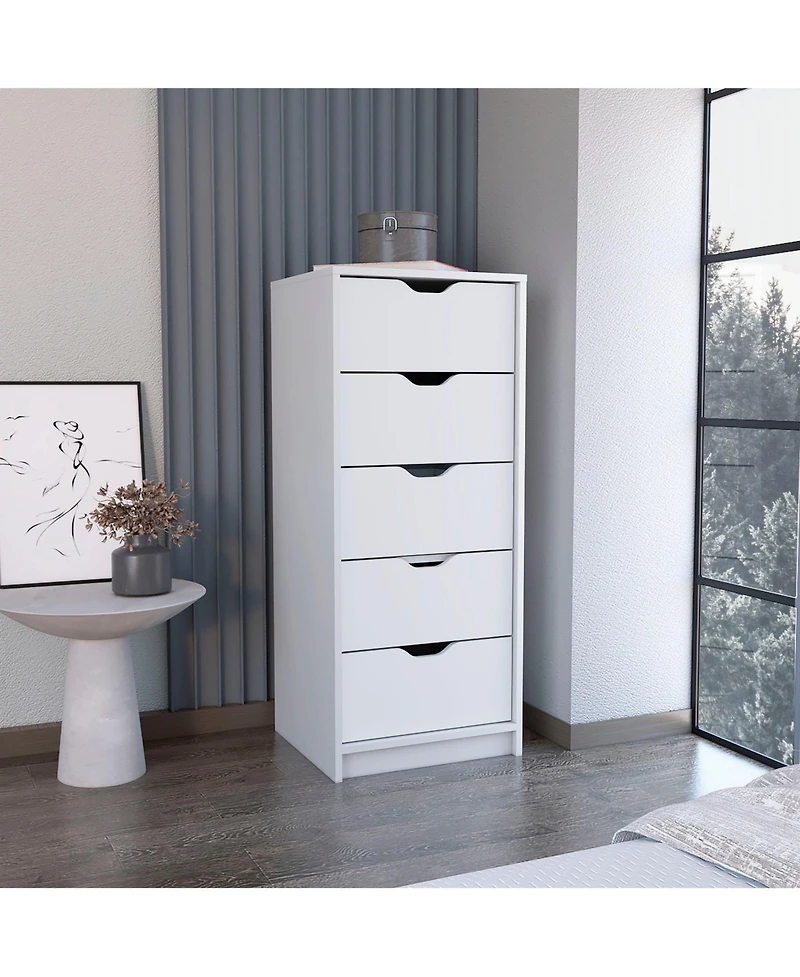 Five Drawer Standard Chest for Bedroom Storage and Clothes Organization