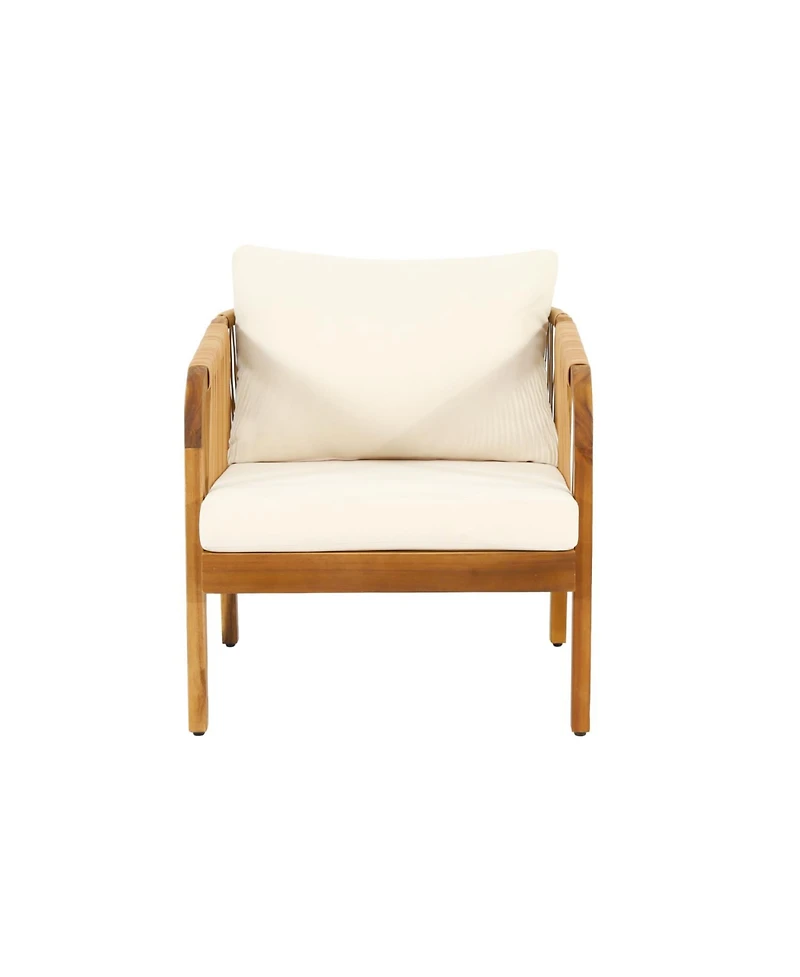 Streamdale Acacia & Wicker Outdoor Club Chair, Soft Cushion, Brown & Beige