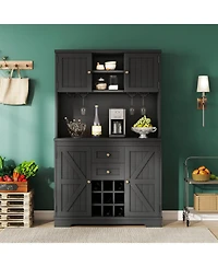 Streamdale Black Farmhouse Coffee/Wine Bar Cabinet with Storage
