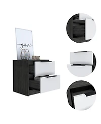 Stylish Smokey Two Drawer Nightstand for Bedroom or Living Room Storage