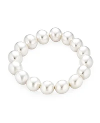 Bling Jewelry Simple Fashion Stackable Bead Simulated Pearl Stretch Bracelet Large 12MM