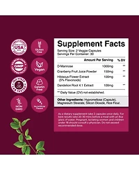 Urinary Tract Support Supplement | High Potency D-Mannose | with Cranberry Juice Powder & Dandelion for Urinary Tract Health |60ct