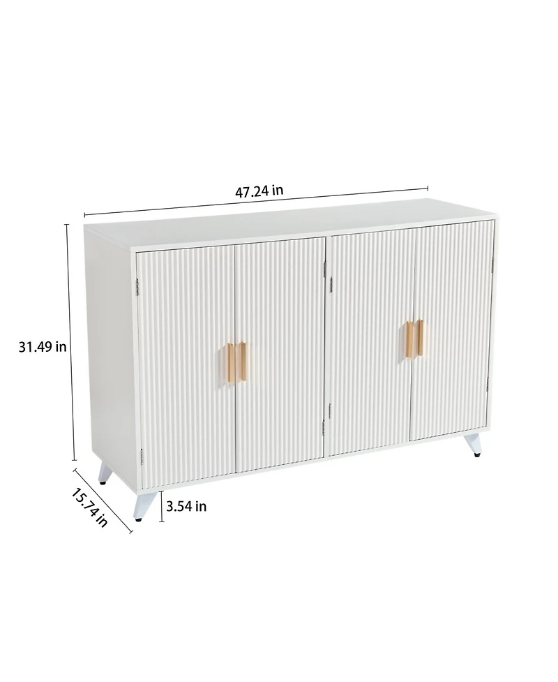 Streamdale Modern Sideboard with Wavy Texture, White Accent Cabinet with Door