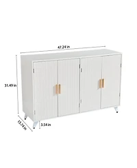 Streamdale Modern Sideboard with Wavy Texture, White Accent Cabinet with Door