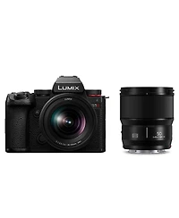 Panasonic Lumix S5II Mirrorless Camera, Black, with Lumix S 20-60mm f/3.5-5.6 and 50mm f/1.8 Lens, Bundle with 128GB Memory Card, Backpack, 2x Extra B