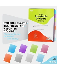 Binder Dividers with Tabs, 8 Dividers for 3 Ring Binder Standard Index Folder Dividers, Plastic Multicolor Dividers with White Insertable Tabs –