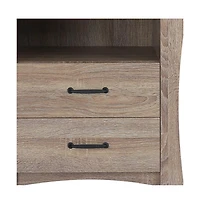 Two Drawer Nightstand for Bedroom Storage and Bedside Organization