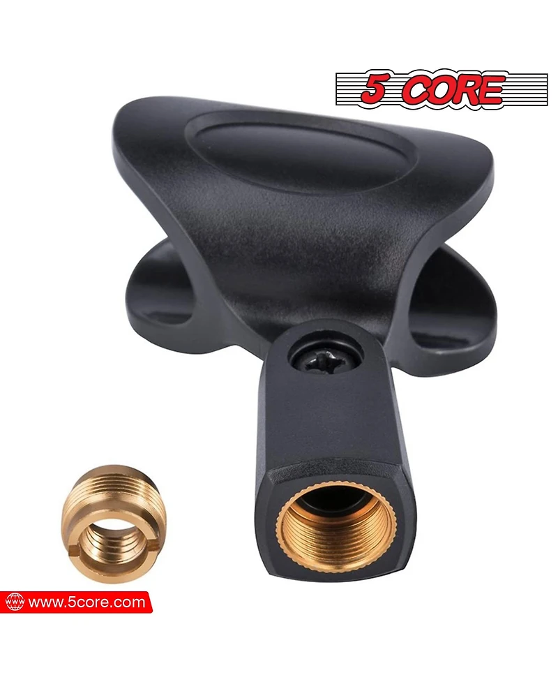 5 Core Microphone Clip Holder 2 Pieces with Screw Adapters 5/8 to 3/8 Inch