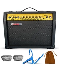 5 Core Guitar Amp 50 Watt Electric Amplifier w Built in 8" Speaker Portable Mini Amps w Aux