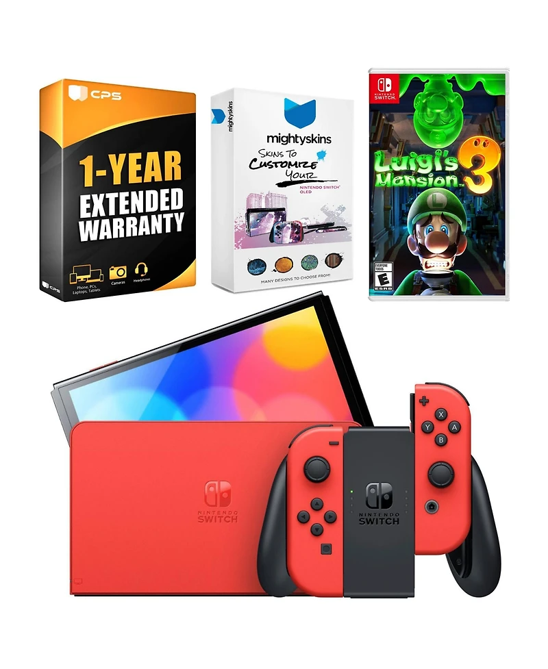 Nintendo Switch Oled Mario Red Edition with Luigi's Mansion 3
