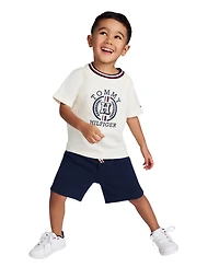 Tommy Hilfiger Toddler Boys 2-Piece Signature Raglan T-Shirt and French Terry Shorts Set
