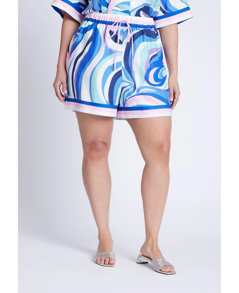 Eloquii Women's Printed Short With Border