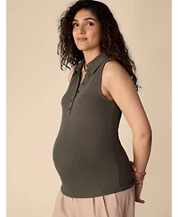 Motherhood Maternity V-Neck Sleeveless Polo Top