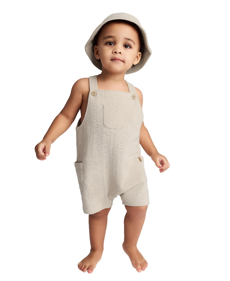 Calvin Klein Baby Boys 2-Piece Gauze Sunsuit and Matching Hat Set
