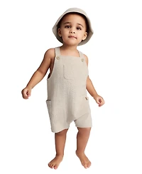 Calvin Klein Baby Boys 2-Piece Gauze Sunsuit and Matching Hat Set