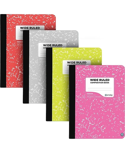 Composition Notebooks Wide Ruled Paper, Colored Marble Composition Notebook Covers, 100 Sheets (200 pages) Composition Books, Wide Ruled, Pink -Red