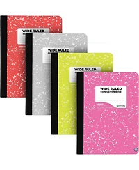 Composition Notebooks Wide Ruled Paper, Colored Marble Composition Notebook Covers, 100 Sheets (200 pages) Composition Books, Wide Ruled, Pink -Red
