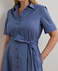 Lauren Ralph Lauren Plus Size Belted Cotton-Blend Shirtdress
