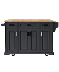 Streamdale 54" Kitchen Island Cart, Drop Leaf, Storage