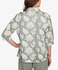 Alfred Dunner Petite Copper Canyon Soutache Leaf Two One Collated Top with Necklace