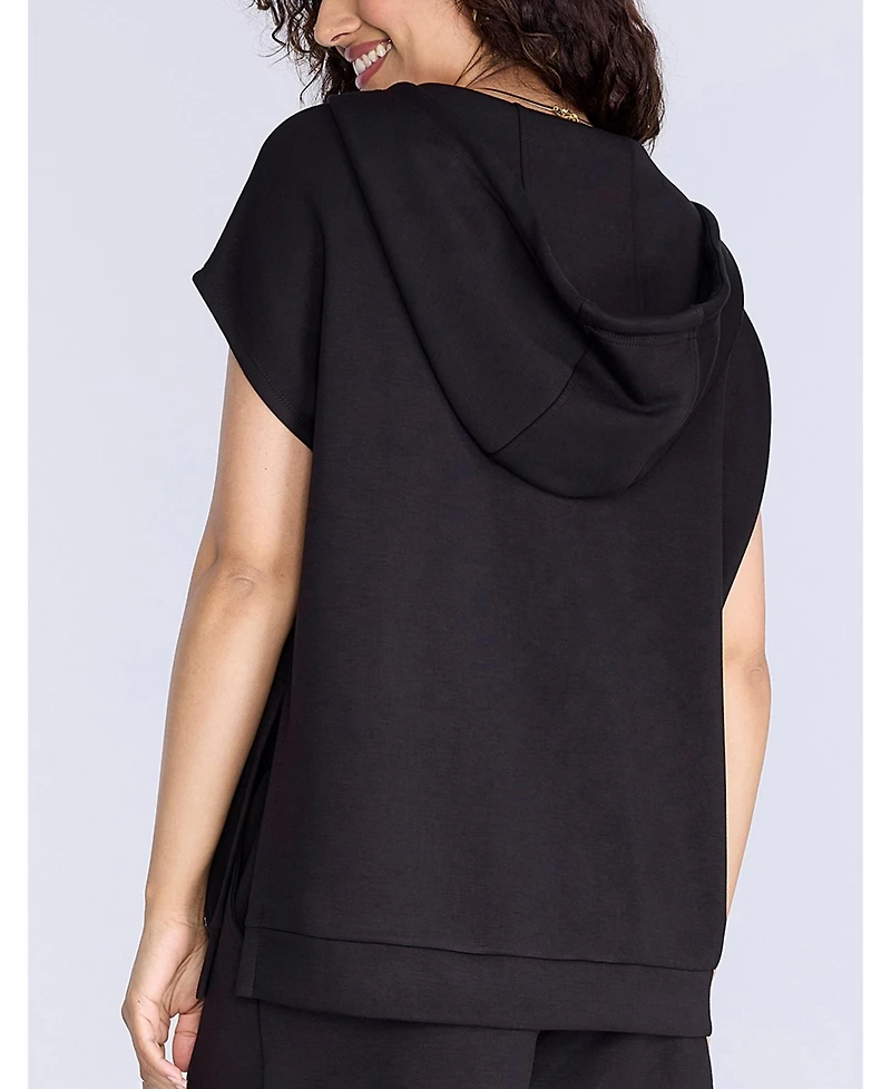 Motherhood Maternity V-Neck Short Sleeve Hooded Top