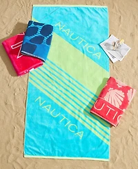 Nautica Tilted Logo Jacquard Beach Towel Set, 68" X 36"