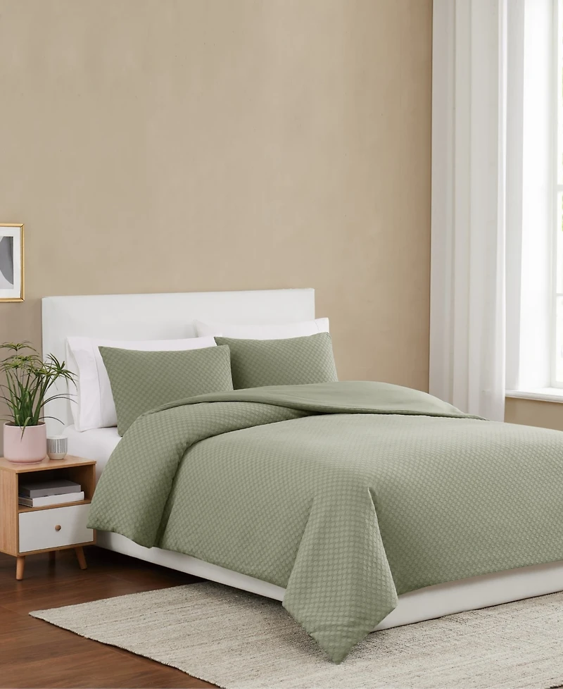 Brooklyn Loom Woven Texture 3-Pc. Duvet Cover Set, Full/Queen