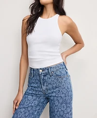 Good American Women's Waist Cropped Palazzo Jeans