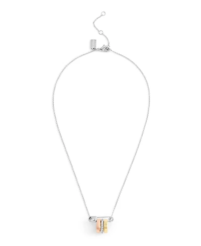 Coach Faux Stone Signature Safety Pin Rondelle Pendant Necklace