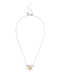 Coach Faux Stone Signature Safety Pin Rondelle Pendant Necklace