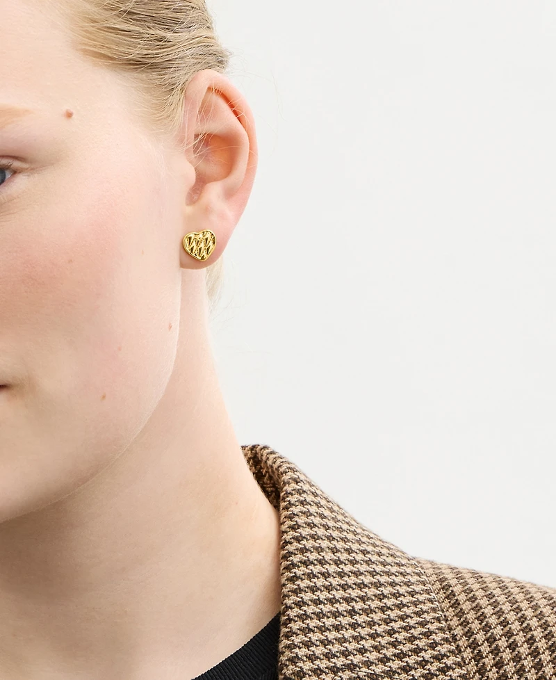 Coach Signature Quilted Heart Bag Stud Earrings