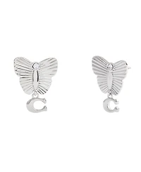 Coach Faux Stone Signature Heritage Butterfly Earrings