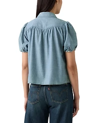 Levi's Women's Lea Printed Puff-Sleeve Slim-Fit Blouse
